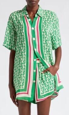 FARM Rio Green Pineapple Scarf button-front camp shirt and matching shorts SET